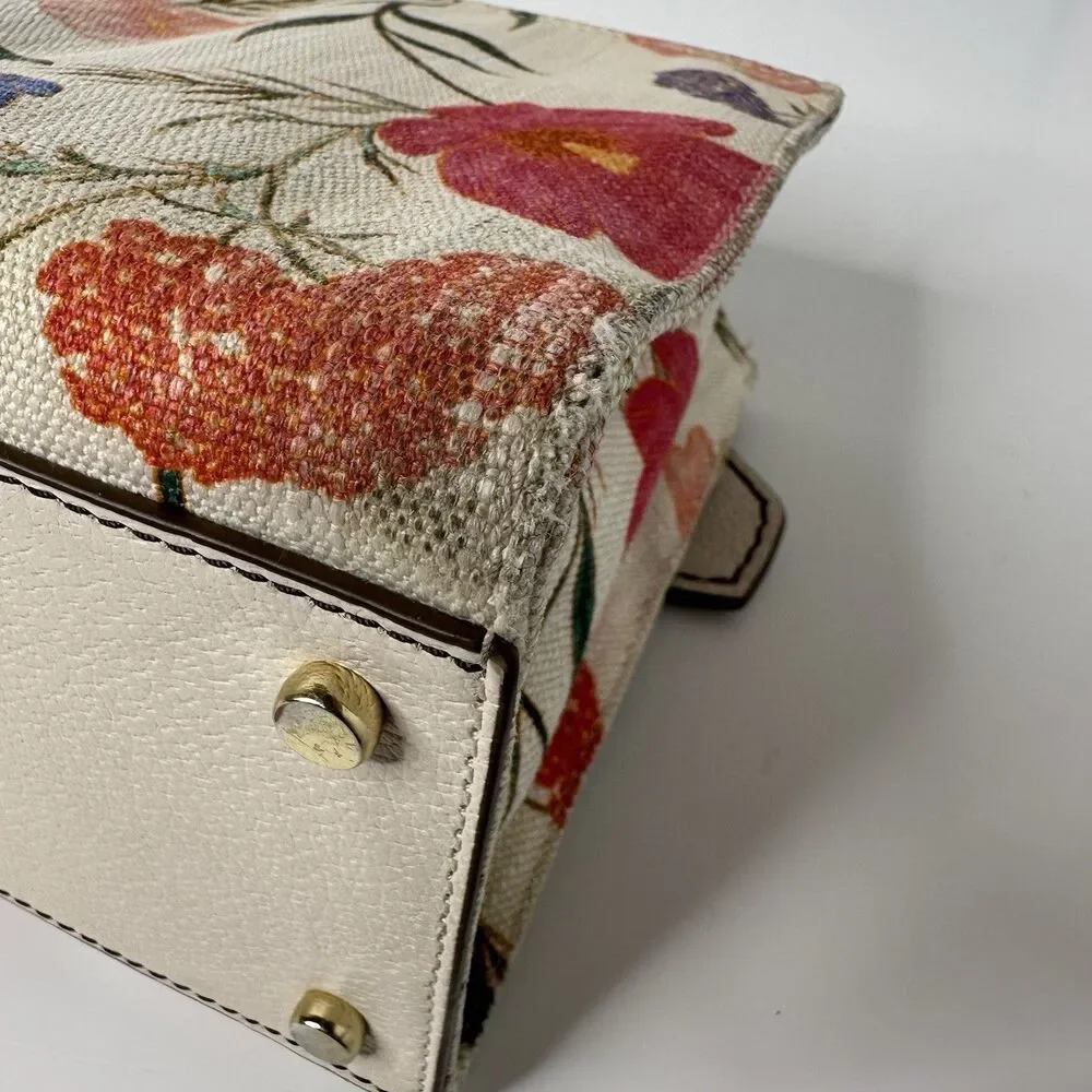 Kate Spade Thompson Street Sam Bag Floral Print Linen Crossbody‎ Purse Satchel